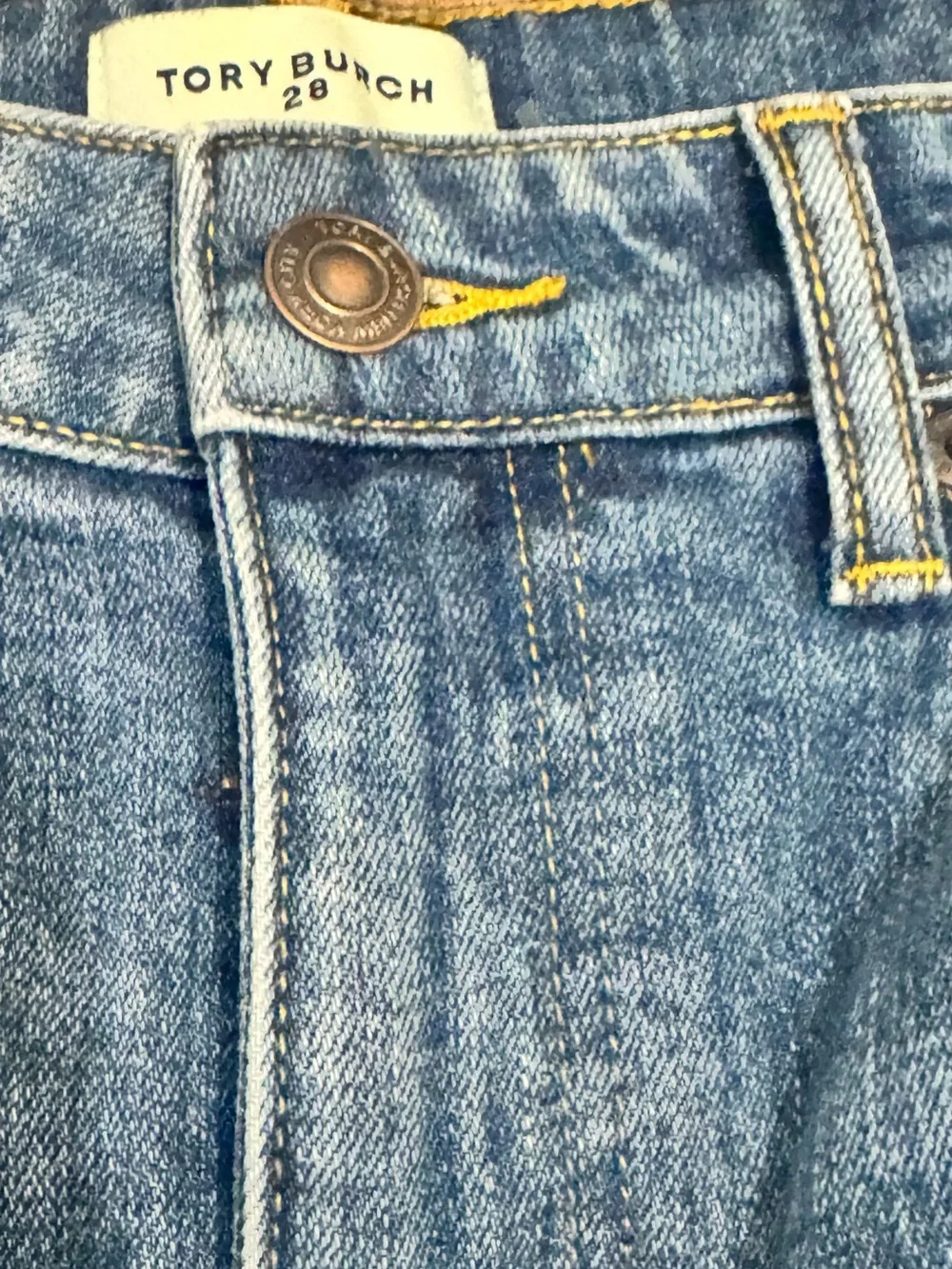 Tory Burch Cropped Wide Leg Jeans Size 28 High Rise Medium Wash Denim